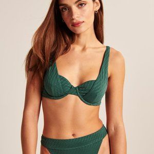 Abercrombie & Fitch Underwire Squareneck Swim Top Dark Green XS